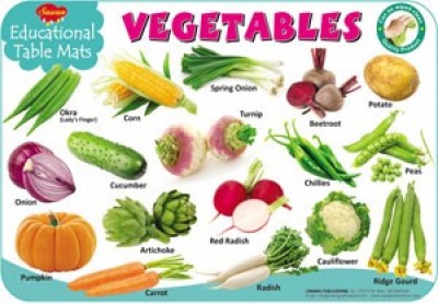 Educational Table Mats Vegetables